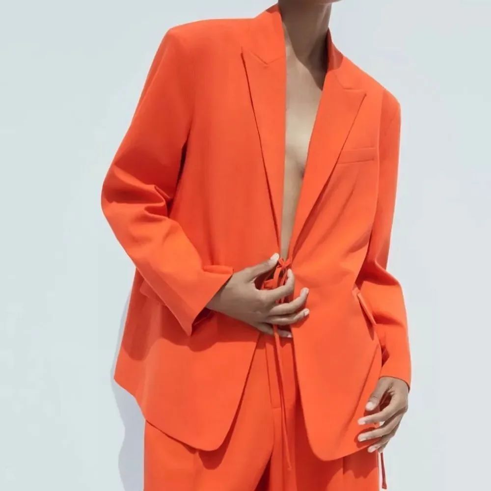 Zara Orange Oversized Wrap Blazer(Size XS/S)